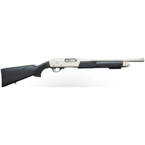 Charles Daly 301 Tactical pump-action 12 gauge shotgun with fixed black synthetic stock and vent rib