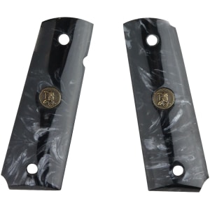 Pachmayr 62000 Black Pearl simulated pearl 1911 grips, checkered panels